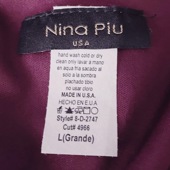 Nina Piu Boutique Floral Chiffon Overlay A-Line Dress Women’s L (12) Plum - Picture 8 of 10